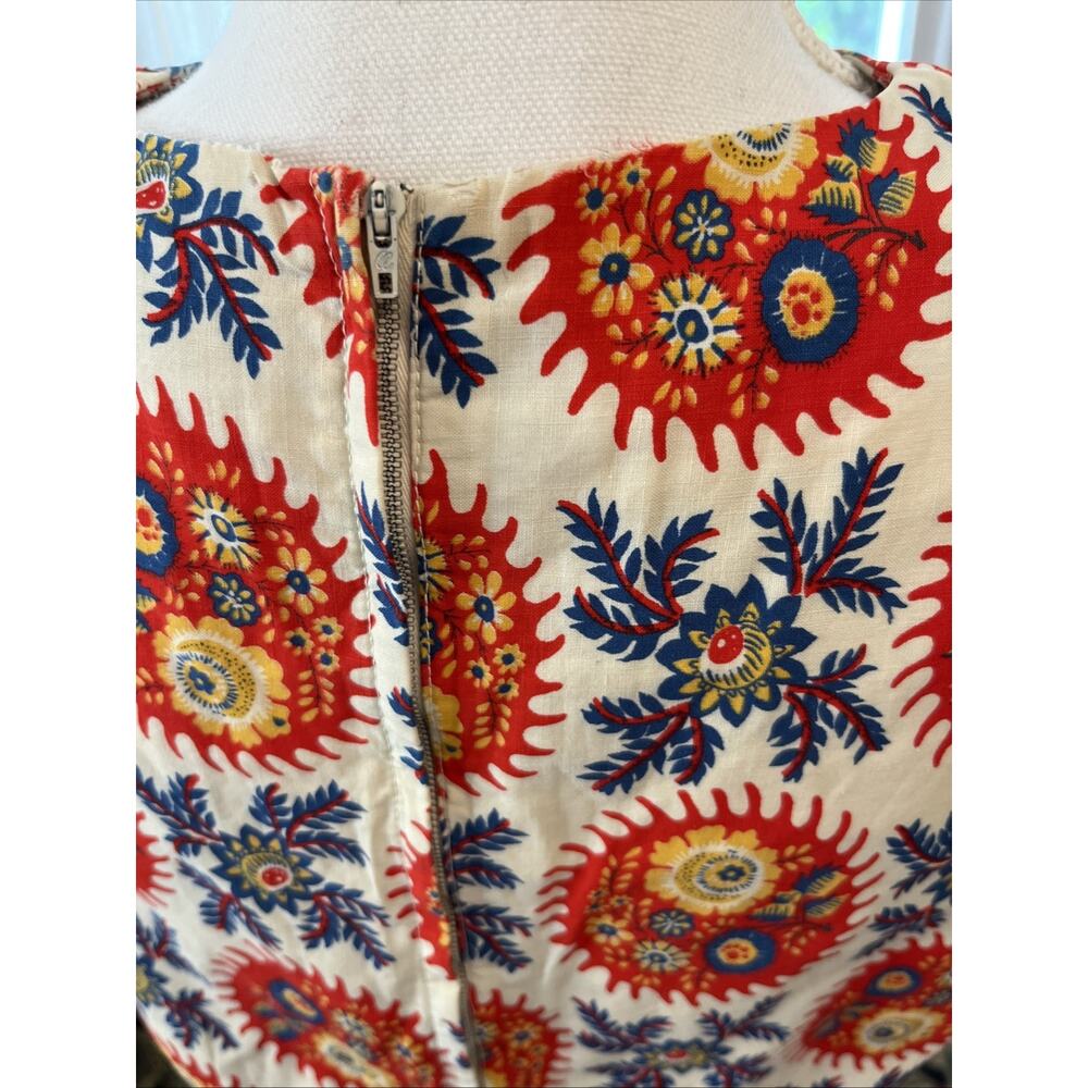 Vintage 50s 60s Handmade XS Floral Mini Summer Dress Mod MCM Retro Cotton Zip - Picture 9 of 14